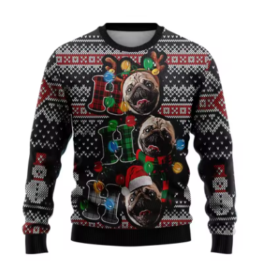 Foute kerstsweater met franse bulldog design unisex