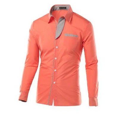 effen kleur slim fit button down heren overhemd