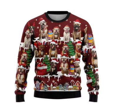 Foute kerstsweater met franse bulldog design unisex