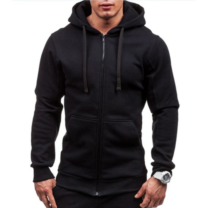 Heren hoodie | winddicht met rits fleece