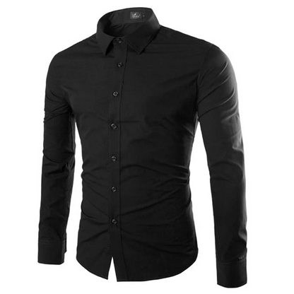 effen zwart slim fit heren overhemd