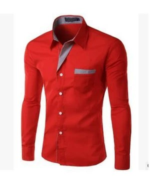 effen kleur slim fit button down heren overhemd