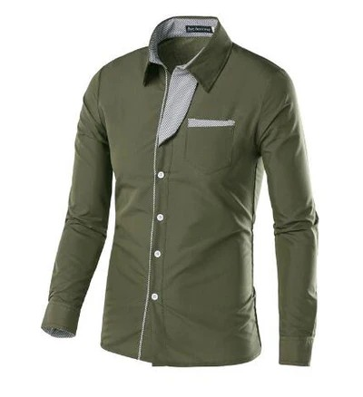 effen kleur slim fit button down heren overhemd