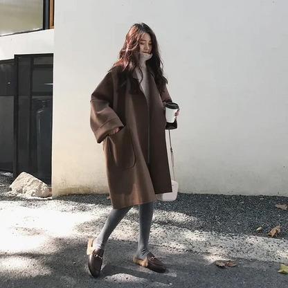 Elegante oversized wollen trenchcoat voor dames