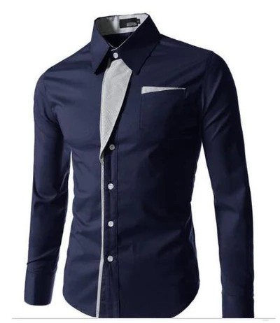 effen kleur slim fit button down heren overhemd