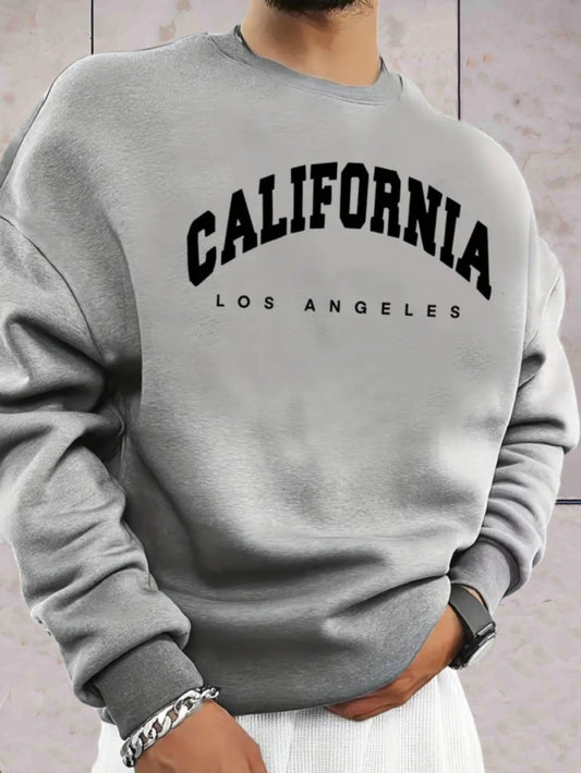 Chris - Trui met ronde hals voor heren met California Los Angeles print trui - Sky-Sense