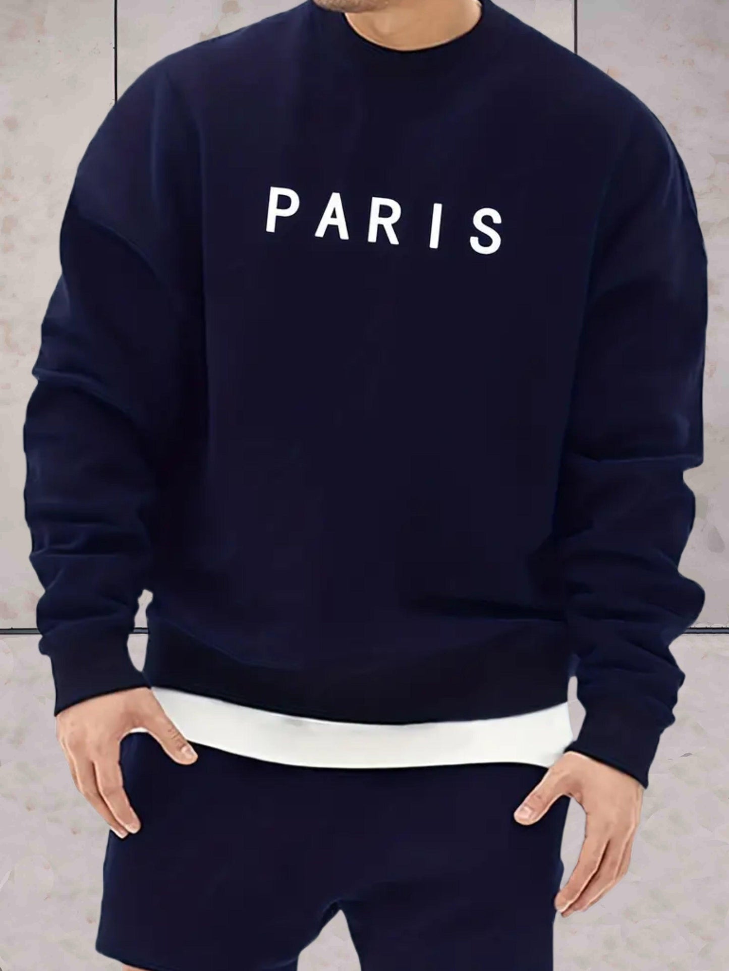 Fredy - Oversized trui voor heren met Paris print trui - Sky-Sense