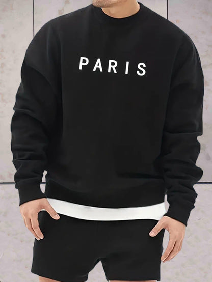 Fredy - Oversized trui voor heren met Paris print trui - Sky-Sense