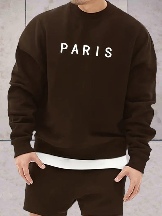 Fredy - Oversized trui voor heren met Paris print trui - Sky-Sense