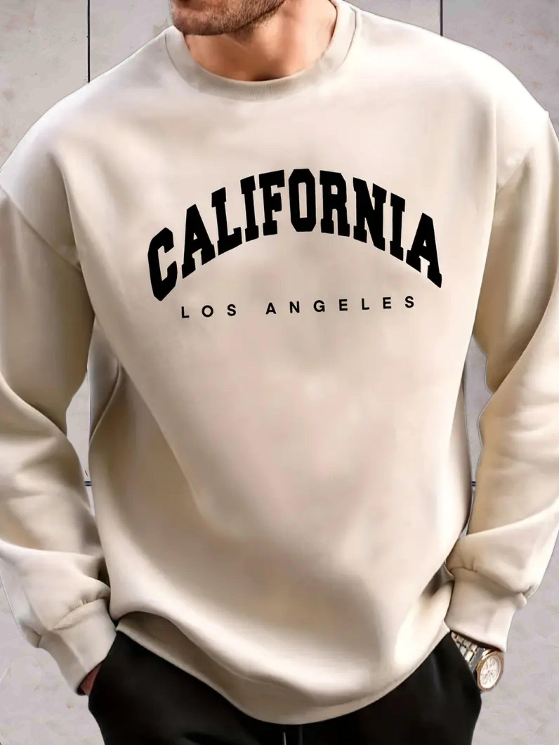 Chris - Trui met ronde hals voor heren met California Los Angeles print trui - Sky-Sense