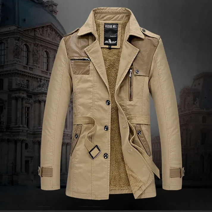 Lange geïsoleerde trenchcoat voor heren