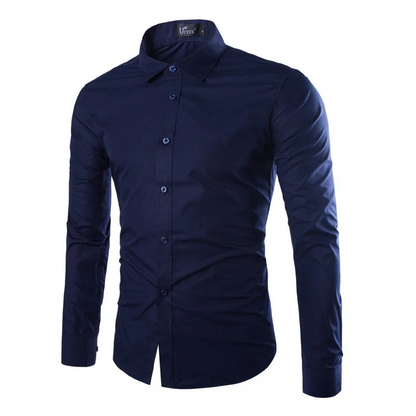 effen zwart slim fit heren overhemd