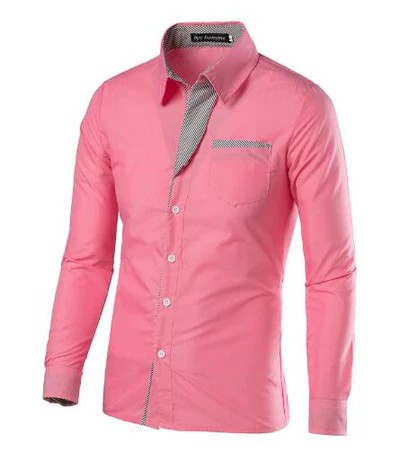 effen kleur slim fit button down heren overhemd